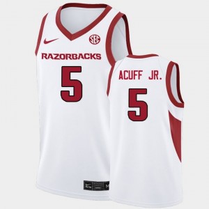 Men Darius Acuff Jr. White Razorbacks #5 Official Jersey 947061-979