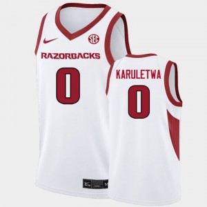 Men Jaden Karuletwa White University of Arkansas #0 Official Jerseys 703868-869