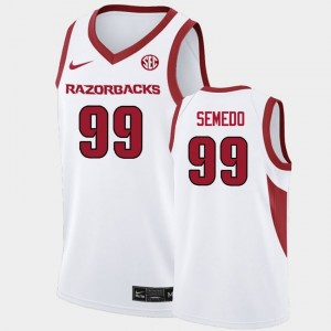 Men Paulo Semedo White University of Arkansas #99 University Jersey 166430-235