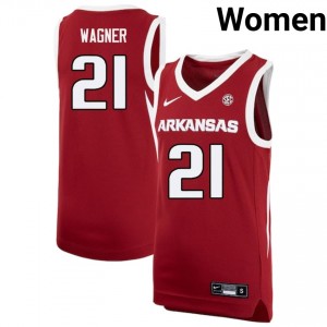 Women D.J. Wagner Cardinal Hogs #21 Replica Jerseys 828005-797