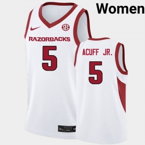 Women Darius Acuff Jr. White Arkansas Razorbacks #5 Game Jerseys 868189-935