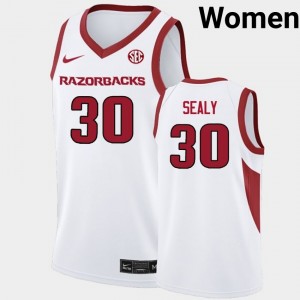 Women Isaiah Sealy White Hogs #30 Stitched Jersey 146490-239