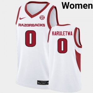 Women Jaden Karuletwa White University of Arkansas #0 University Jersey 335502-537