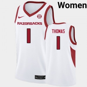 Women Meleek Thomas White Arkansas #1 2025-26 Jersey 102403-466