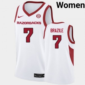 Women Trevon Brazile White Arkansas Razorbacks #7 High School Jerseys 326897-788