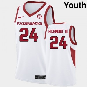Youth Billy Richmond III White Razorbacks #24 2025-26 Jerseys 969880-659
