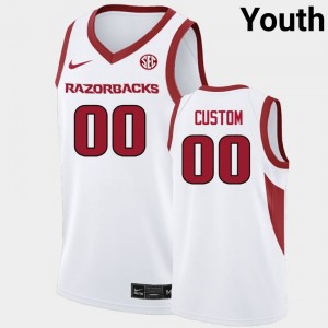 Youth Custom White Arkansas Razorbacks #00 Replica Jersey 650856-421