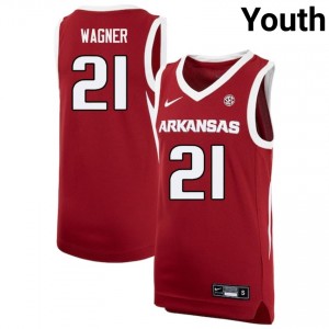 Youth D.J. Wagner Cardinal Arkansas #21 Embroidery Jerseys 163731-537