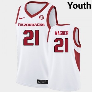 Youth D.J. Wagner White Arkansas #21 2025 Jersey 212094-695