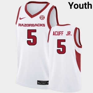 Youth Darius Acuff Jr. White University of Arkansas #5 Replica Jerseys 146300-543