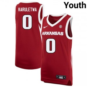Youth Jaden Karuletwa Cardinal Razorbacks #0 Replica Jersey 406078-579