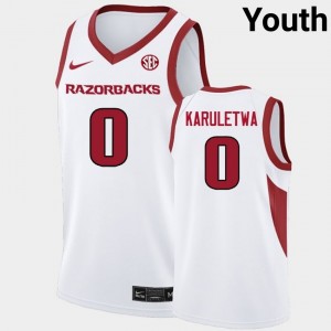 Youth Jaden Karuletwa White Arkansas #0 2025 Jerseys 135941-323