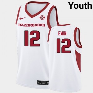 Youth Malique Ewin White Arkansas #12 Embroidery Jersey 129793-681