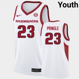 Youth Nick Pringle White Arkansas #23 Game Jersey 439702-999