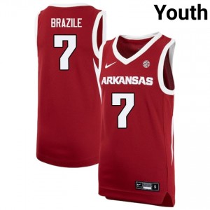 Youth Trevon Brazile Cardinal Arkansas Razorbacks #7 Official Jersey 249348-743