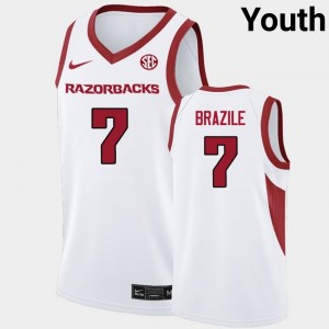 Youth Trevon Brazile White Arkansas #7 University Jerseys 171721-906
